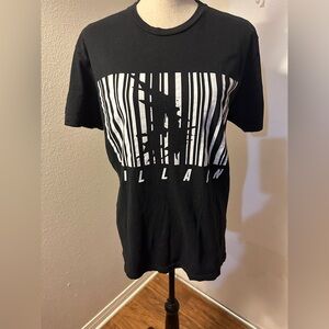 Black Graphic T-Shirt with Barcode Design